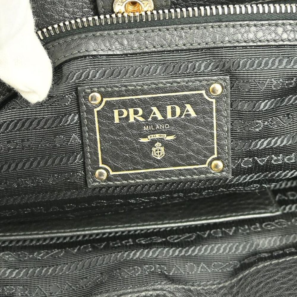 Prada Front Zip Tote Vitello Daino Black Leather Handbag - Picture 4 of 7